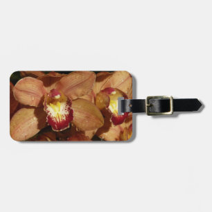 Peach Orchids with Raindrops Floral Luggage Tag