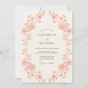 Peach Ornate Spring Wedding Invitation