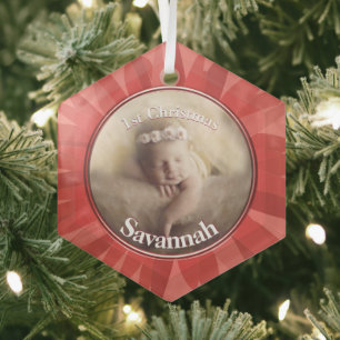 Peach Our Little Gerber Baby Photo Glass Tree Decoration