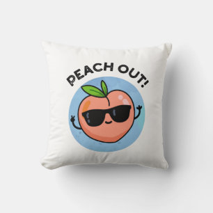 Peach Out Funny Fruit Pun Cushion