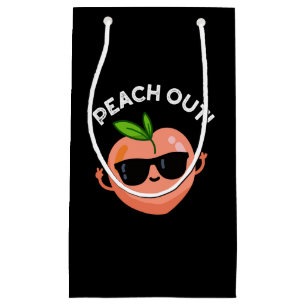 Peach Out Funny Fruit Pun Dark BG Small Gift Bag