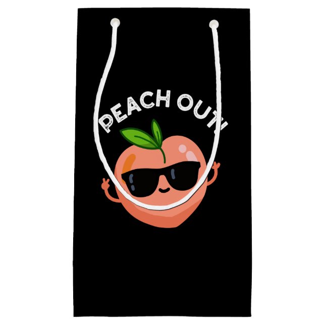 Peach Out Funny Fruit Pun Dark BG Small Gift Bag (Front)