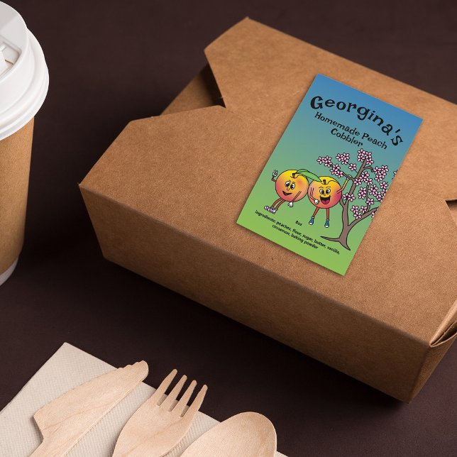 Peach Pals Funny Cartoon Jam Pie and More Food Label (Creator Uploaded)