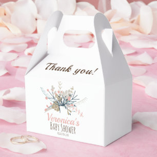Peach Pastel Botanical Baby Shower Thank You Favour Box