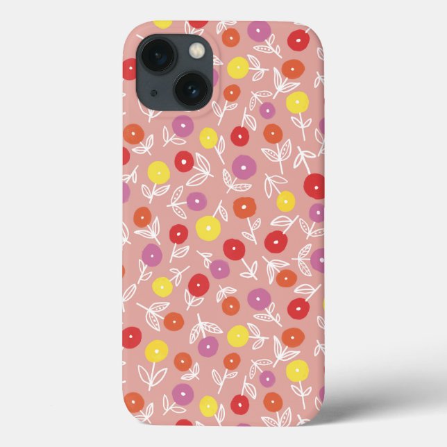 Peach Pastel Floral Ditsy iPhone Case (Back)