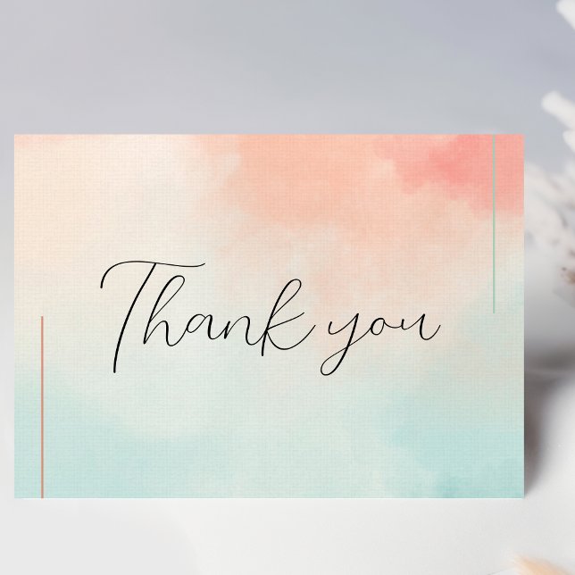 Peach Pastel Minimalist Romantic Wedding Thank You Card (Creator Uploaded)
