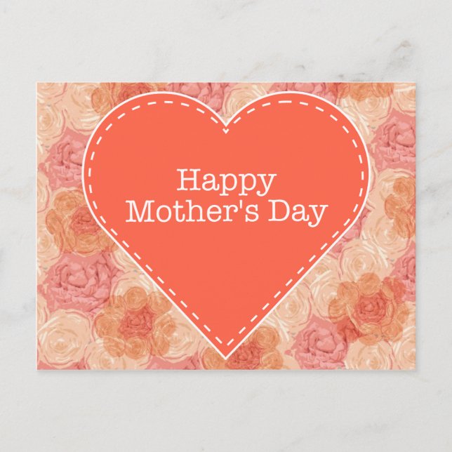 Peach pastel vintage rose Mother's Day card (Front)