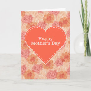 Peach pastel vintage rose Mother's Day card