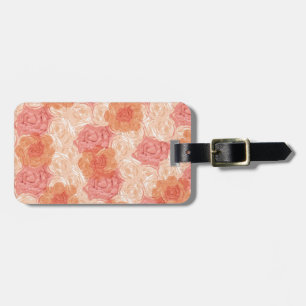 Peach pastel vintage rose pattern luggage tag