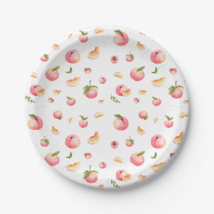 Peach Pattern Birthday Paper Plate