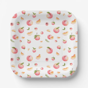 Peach Pattern Birthday Paper Plate