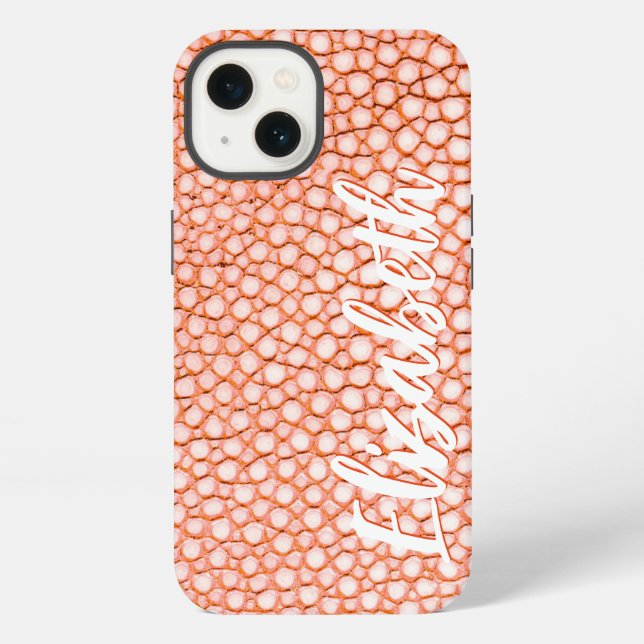 Peach Pattern Personalised iPhone Case (Back)