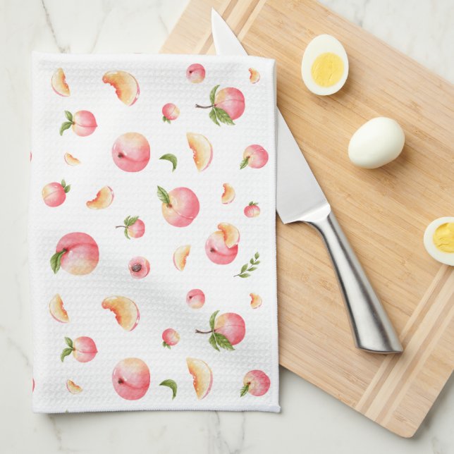 Peach Pattern Tea Towel (Quarter Fold)