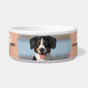 Peach Paw Print Personalised bowl with Photo