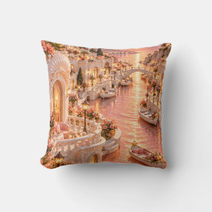 Peach Pearl Canal Sunset Palace Cushion