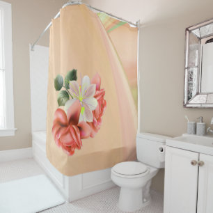 Peach Peonies and Ghost Orchid Shower Curtain