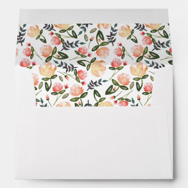 Peach Peonies Pre-Addressed Envelopes (Back (Bottom))