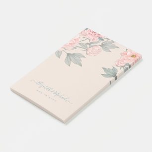 Peach Peonies Sage Floral Budget Wedding Post-it Notes