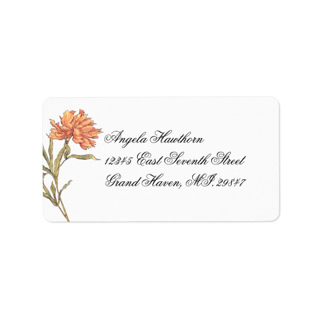 Peach Peony Floral RSVP Address Label (Front)