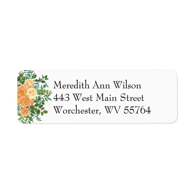 Peach Peony & Rose Floral Return Address Labels (Front)