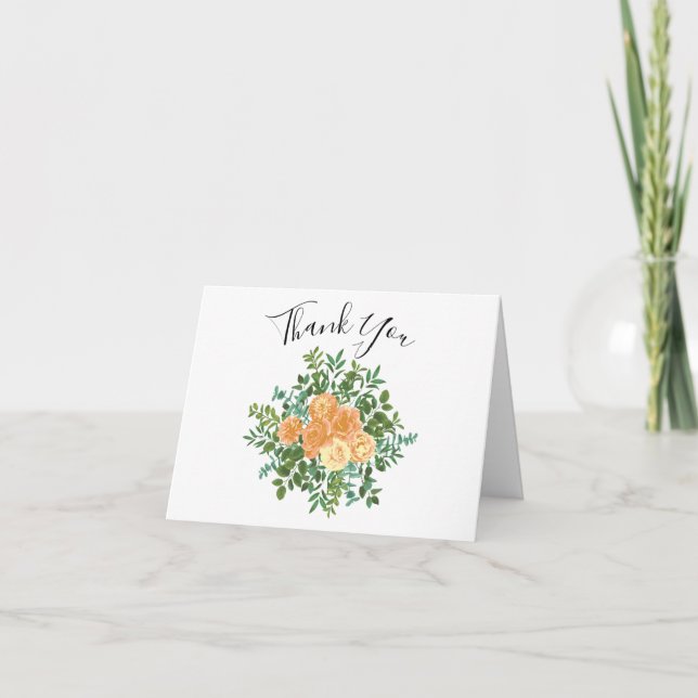 Peach Peony & Rose Floral Thank You Cards (Front)