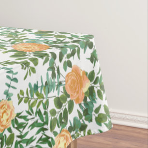 Peach Peony Rose Floral Wedding Tablecloth