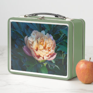 Peach Peony, Soft and Lush Blossom Metal Lunch Box