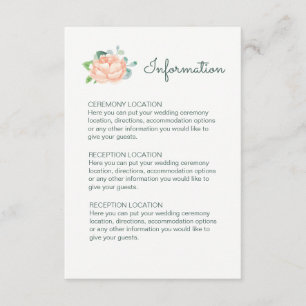 Peach Peony Wedding Information Cards