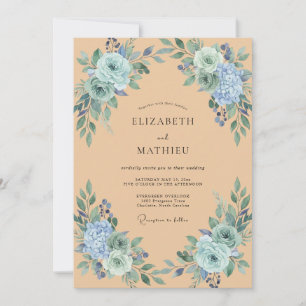 Peach Peony Wedding Invitation