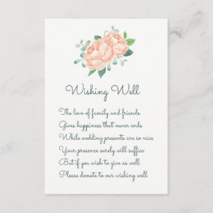 Peach Peony Wedding Wishing Well Cards