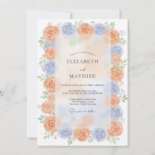Peach Periwinkle Luminous Summer Wedding Invitation