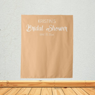Peach Personalised Bridal Shower Photo Backdrop Tapestry