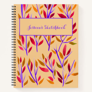 Peach Personalised Sketchbook Watercolor  Notebook