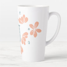 Peach Petal Floral Initial Mug