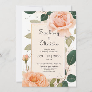 Peach Petal Garden Wedding Invitation
