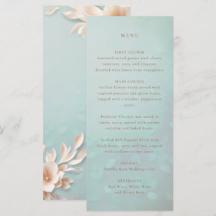 Peach petals aqua wedding menu