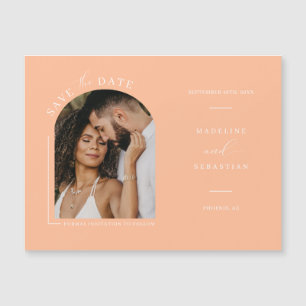Peach Photo Save the Date Magnetic Card