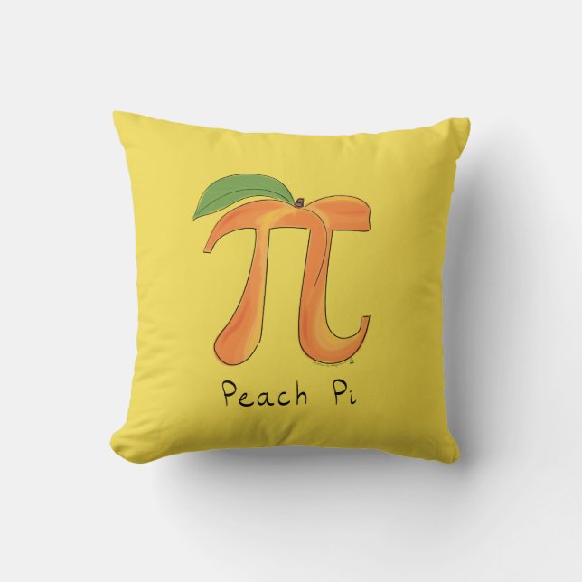 Peach Pi Cute Math Pi Day Pillow (Front)