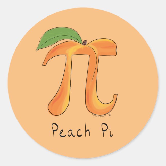 Peach Pi Cute Math Pi Day Stickers (Front)