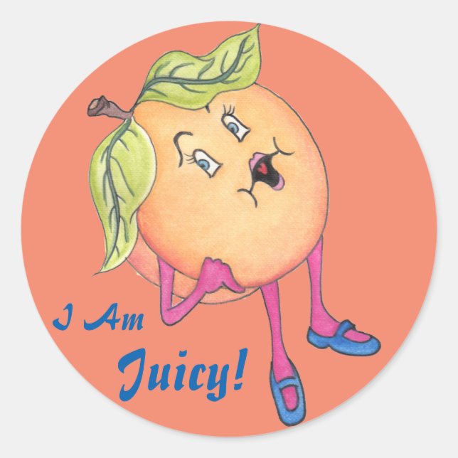 'Peach Pia' Glossy Round Sticker (Front)