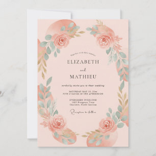 Peach Picturesque Blossom Wedding Invitation