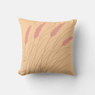 peach pillow with beach grass design
