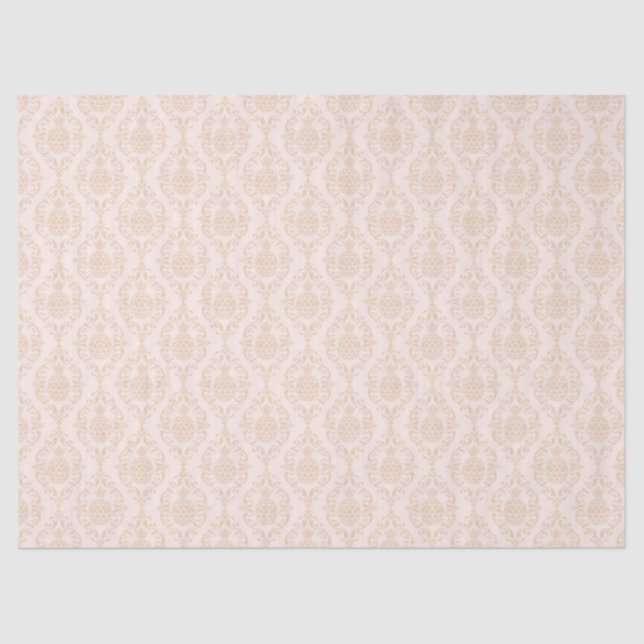 Peach Pineapple Damask Decoupage Tissue Paper (Front)