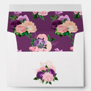 Peach Pink and Lavender Purple Floral Envelope