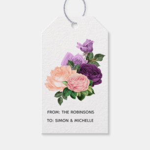 Peach Pink and Lavender Purple Floral Gift Tags