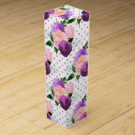 Peach Pink and Lavender Purple Floral Wine Box<br><div class="desc">Vintage watercolor floral tissue paper with trendy peach,  pink and lavender purple designed to be quickly and easily customised to your event specifics.</div>