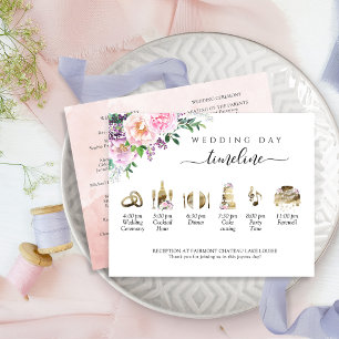 Peach Pink and Purple Wedding Timeline and Program