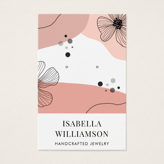 Peach Pink Blush Flower Sketch Display Card (Front)