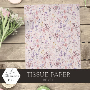 Peach Pink Boho Watercolor Wildflower Tissue Paper