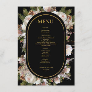 Peach Pink Boho Watercolor Winter Floral Wedding Menu